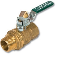 1008 - Zetco WaterMarked &amp; AGA Approved DZR Brass Ball Valve M&amp;F Lockable Lever Handle