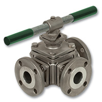 4473 &amp; 4475 - Zetco WaterMarked 3-Way T Port Stainless Steel Flanged Ball Valve Lockable