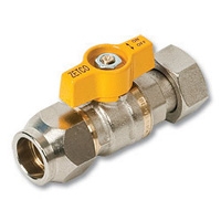 1330 - Flare x Nut &amp; Tail AGA Approved Brass Ball Valve