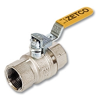 1163 - Zetco AGA Approved Brass Ball Valve F&amp;F Lockable S/Steel Lever Handle